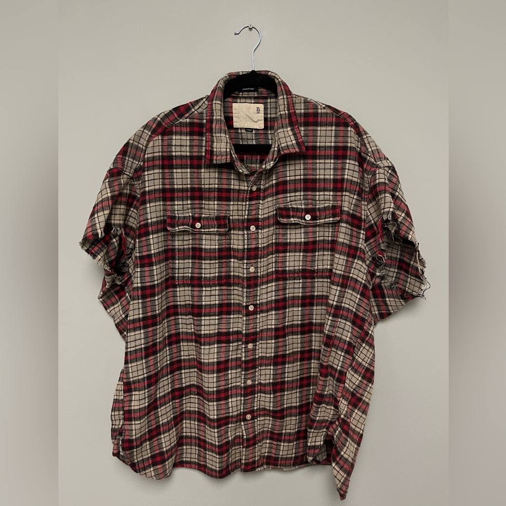 R13 Plaid Oversized Cutoff Shirt Size Xl Brand New With Out Tags 495